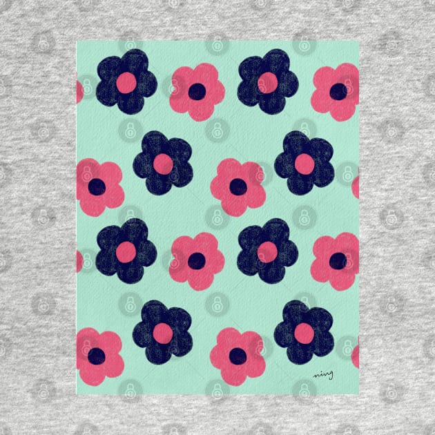 Retro Flower Power Mint| Vintage | Pattern | Florals | Pastel by thewhimsicalrepose